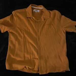 Free Planet Men's Burnt Orange Casual Button Down Shirt